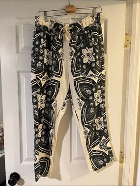 Anthropologie Pilcro Linen Blend Cropped Drawstring Sz M